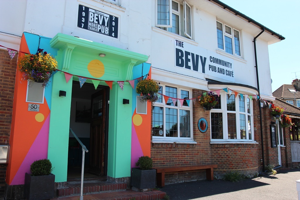 The outside of The Bevy pub.